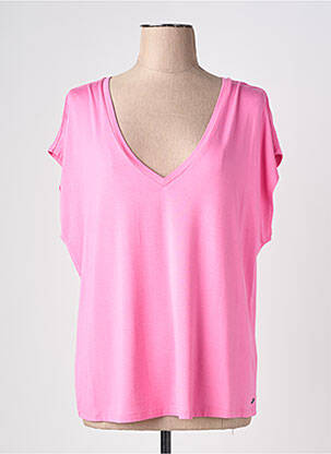 T-shirt coupe droite manches courtes rose SURKANA femme