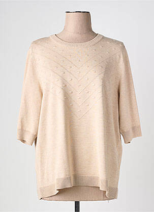 Pull tissage chiné manches courtes beige BRANDTEX femme