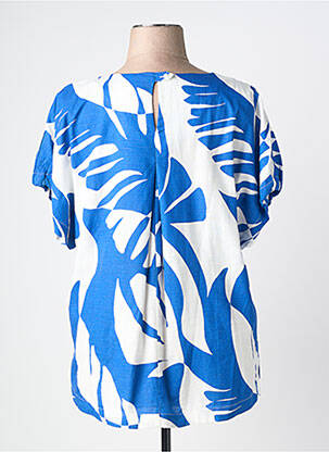 Blouse imprimé fantaisie manches courtes bleu CISO femme
