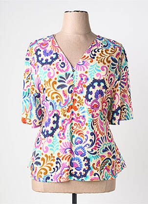 Blouse tissage popeline manches 3/4 rose JULIE GUERLANDE femme
