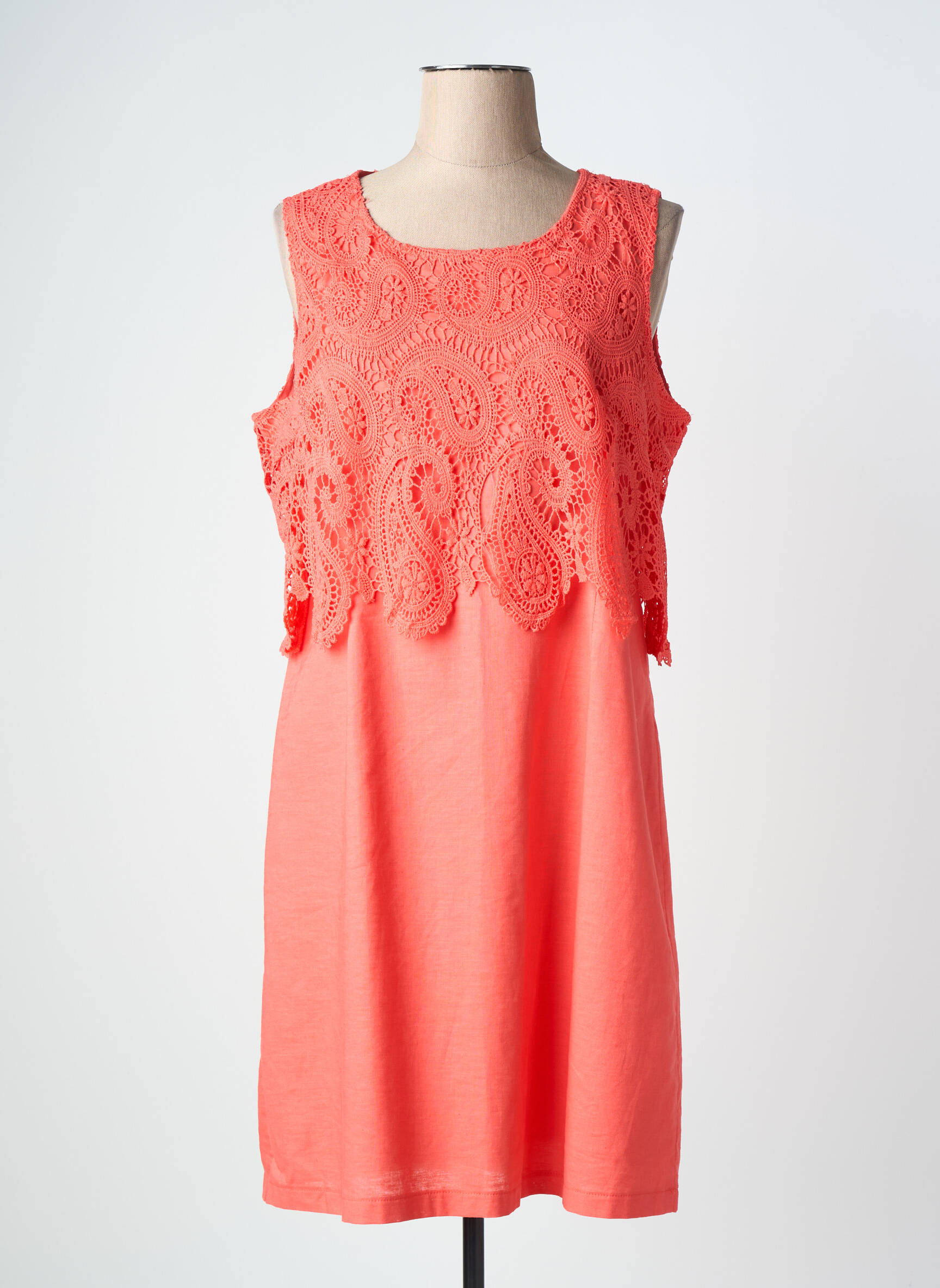 Robe mi-longue sans manche sans manche orange A BELLE femme