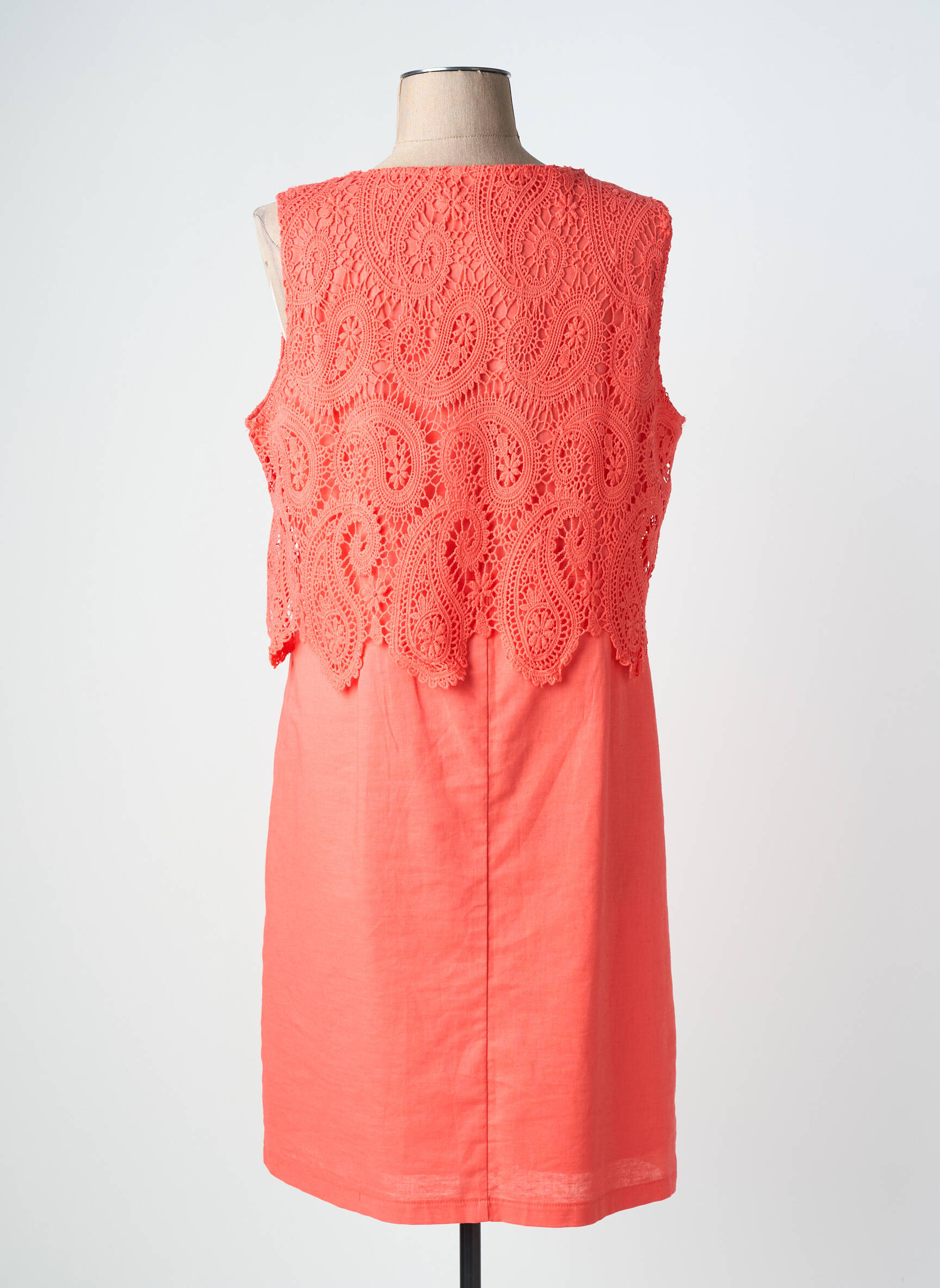 Robe mi-longue sans manche sans manche orange A BELLE femme