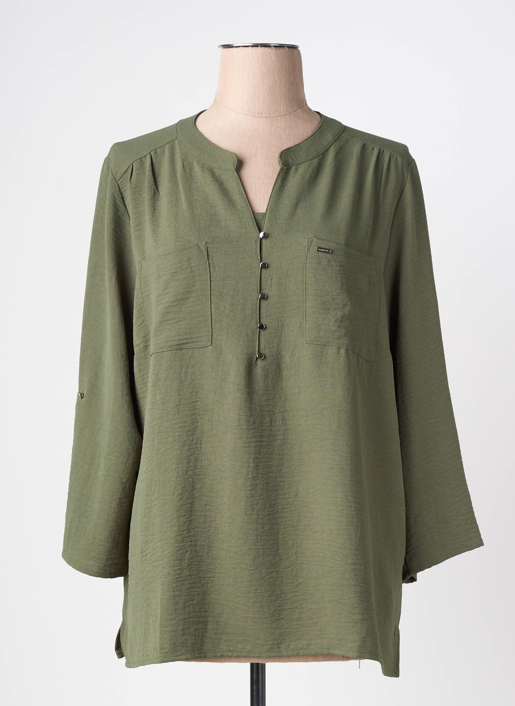 Tunique manches longues fermeture boutonnée sur le devant vert MCM femme