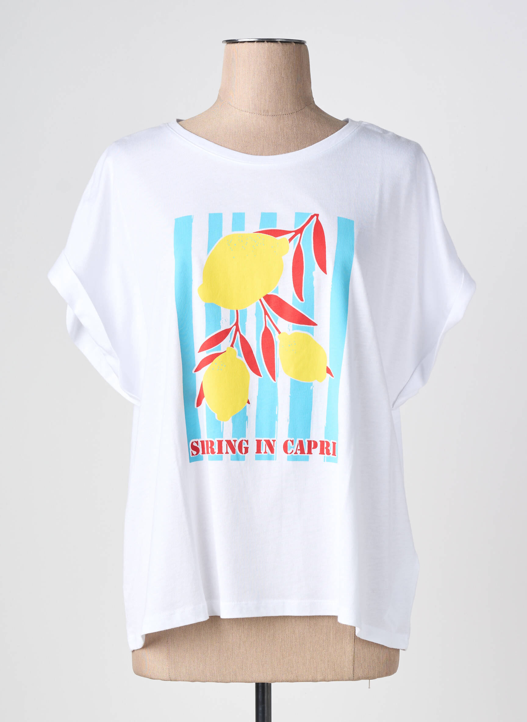 T-shirt coupe droite manches courtes blanc JULIE GUERLANDE femme