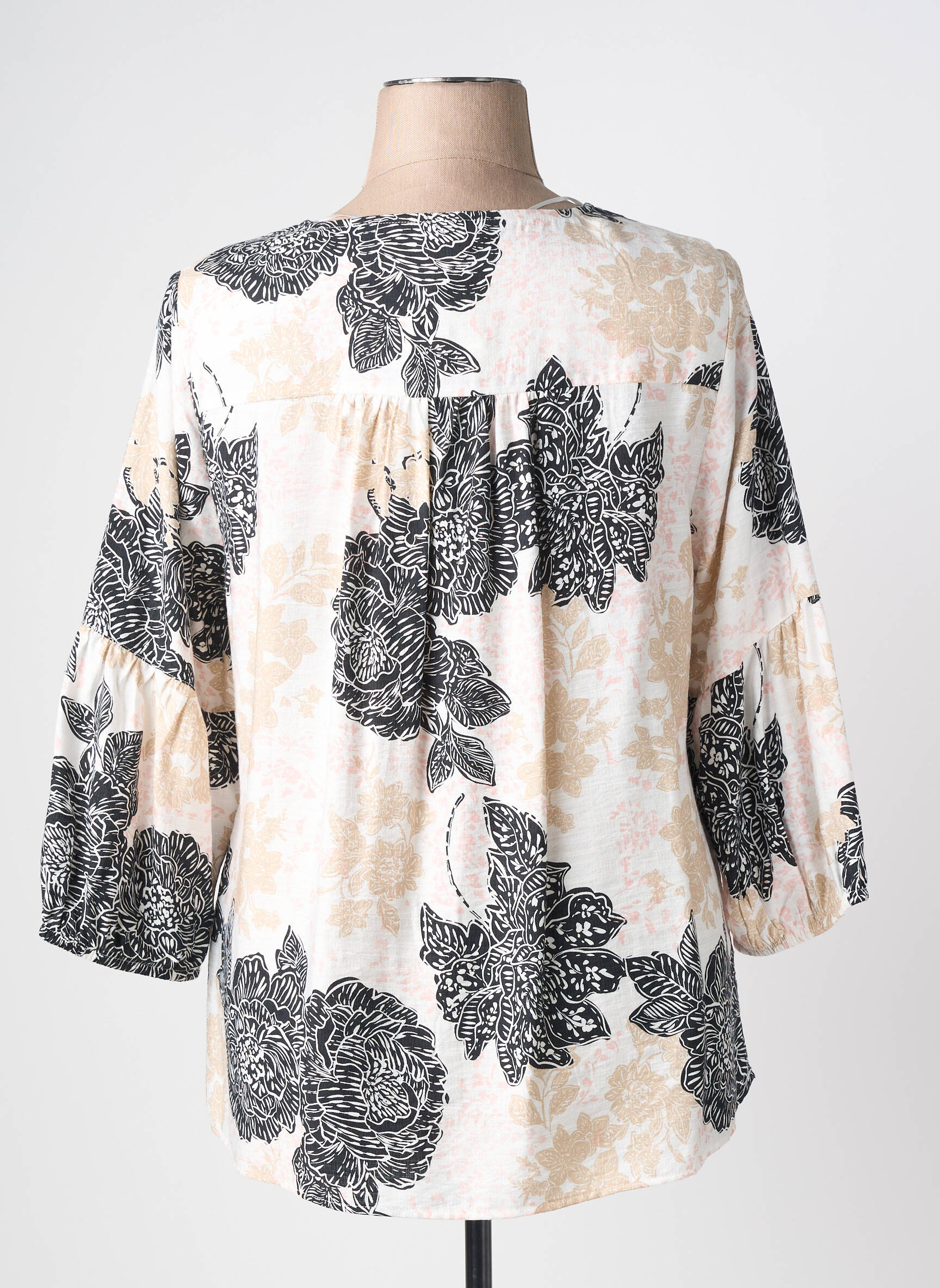 Blouse imprimé fleurs manches 3/4 rose CISO femme