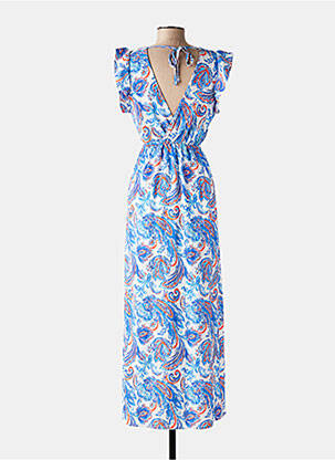 Robe mi-longue imprimé fantaisie manches courtes bleu MAELLE femme