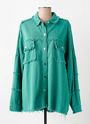 Veste casual poignets boutonnés avec fente vert JUBYLEE femme