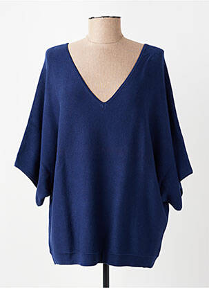 Pull col v manches courtes bleu B.YOUNG femme