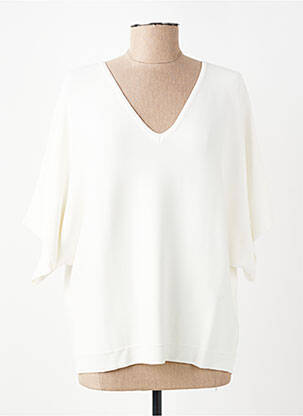 Pull col v manches courtes blanc B.YOUNG femme