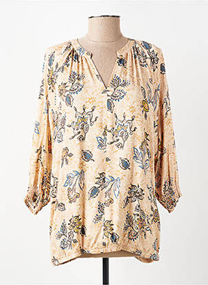 Top imprimé fantaisie sans manche beige CISO femme