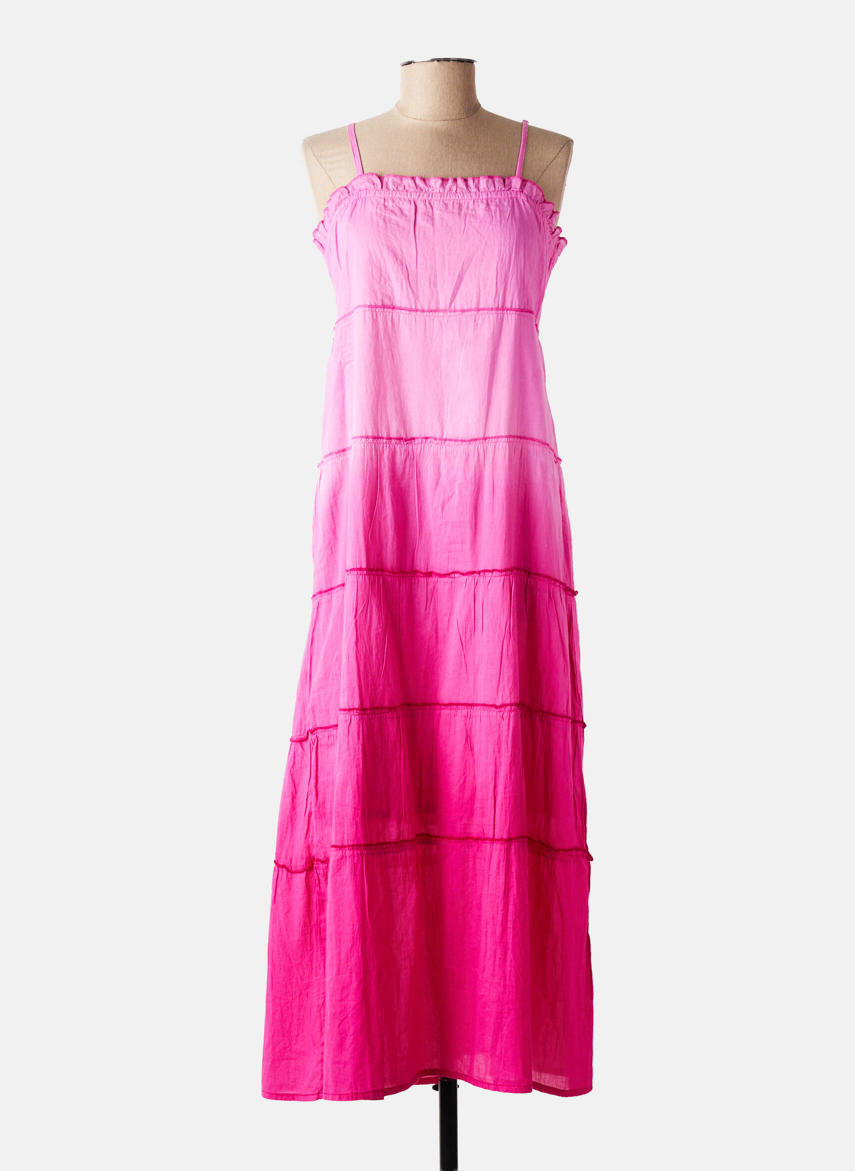 Robe longue coupe fluide fines bretelles rose L'ATELIER D'ANNA femme