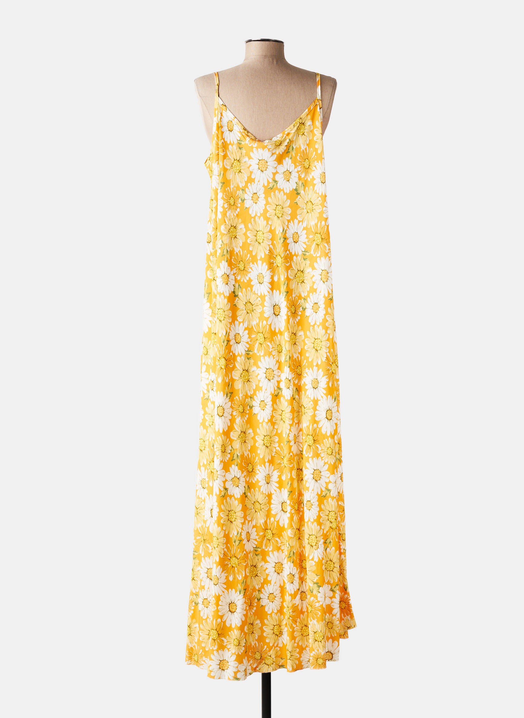 Robe longue imprimé fleurs fines bretelles orange MISS CARLA femme
