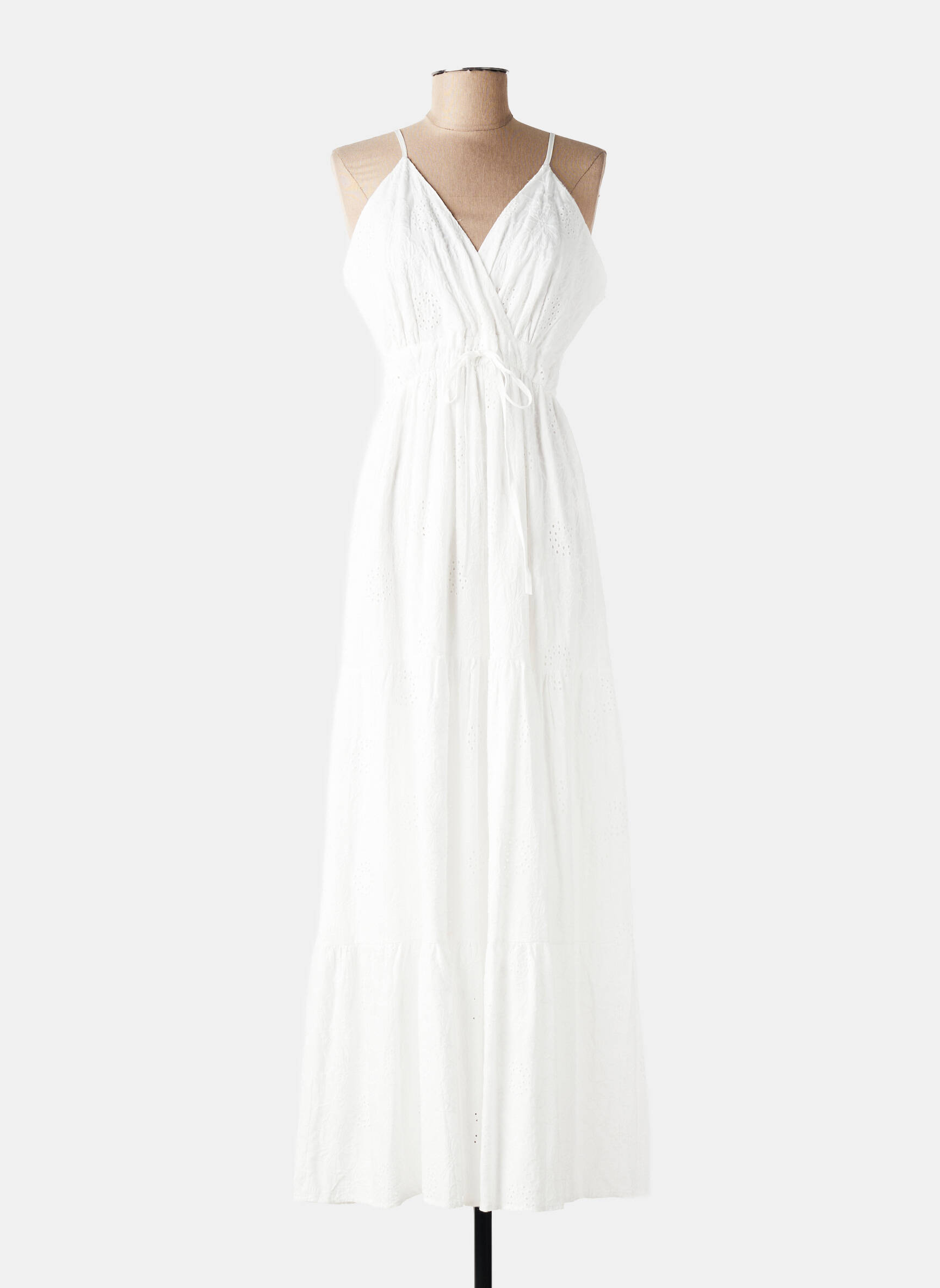 Robe longue coupe fluide fines bretelles blanc JUBYLEE femme