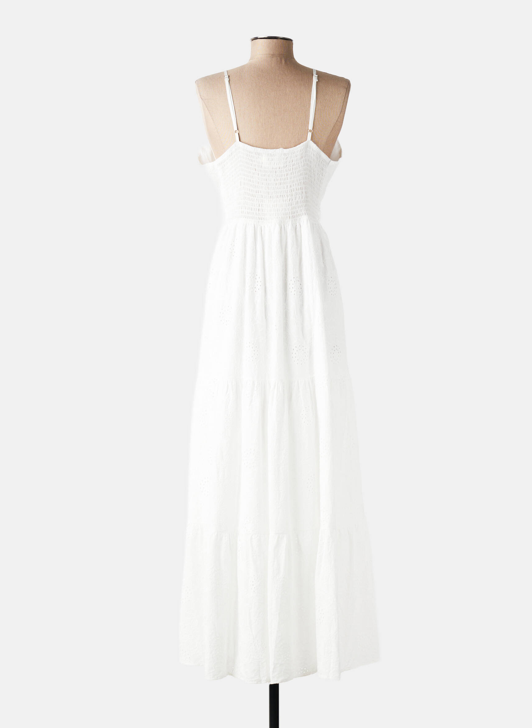 Robe longue coupe fluide fines bretelles blanc JUBYLEE femme