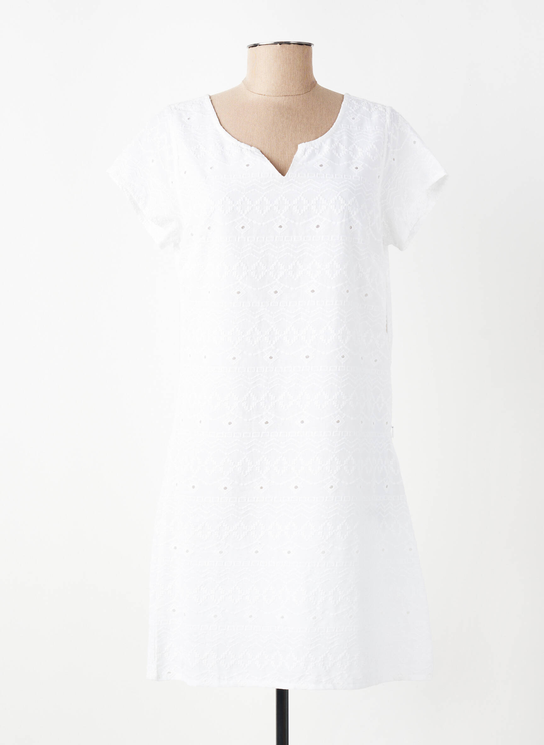 Robe courte manches courtes manches courtes blanc AGATHE & LOUISE femme