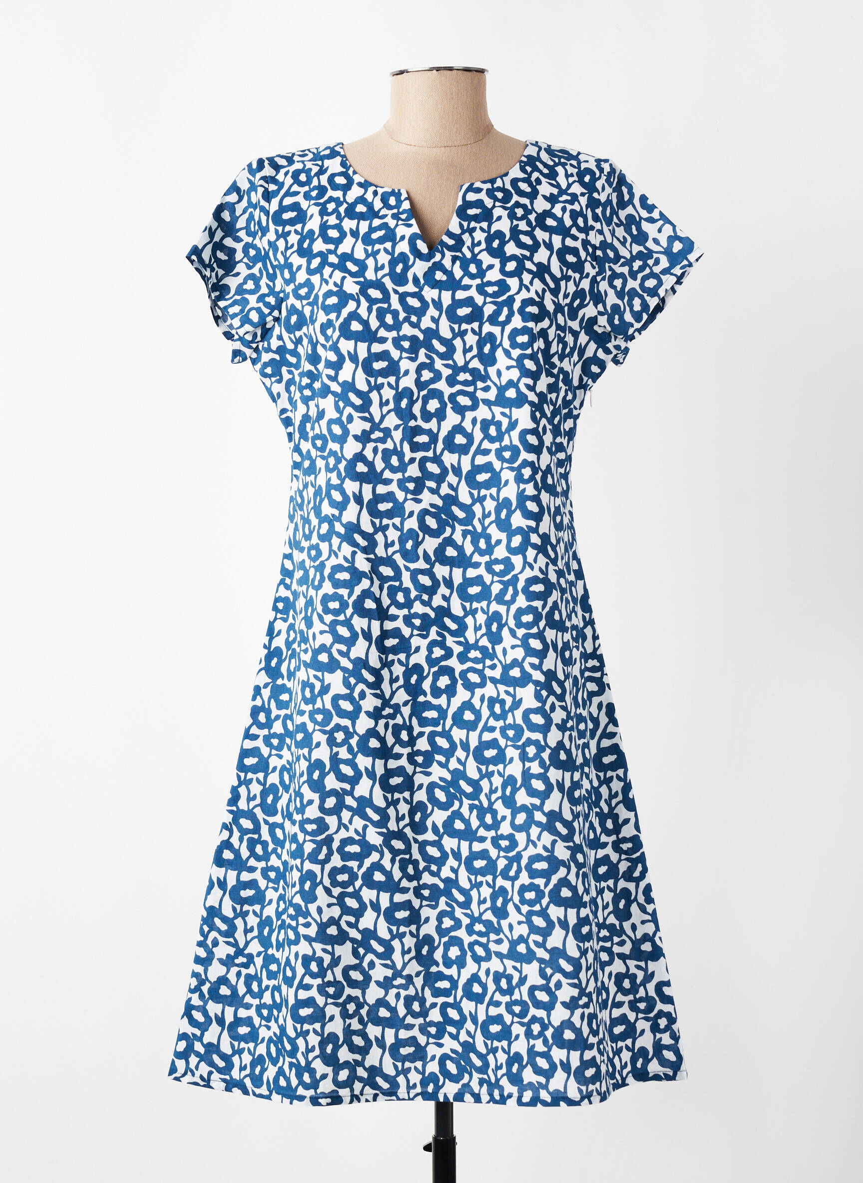 Robe courte manches courtes manches courtes bleu AGATHE & LOUISE femme