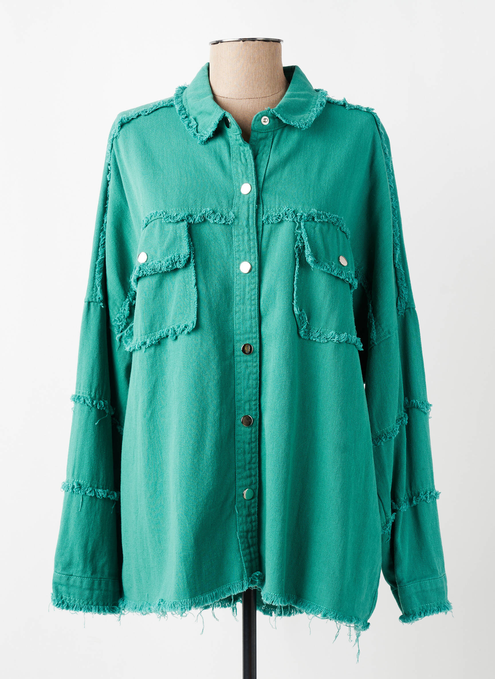 Veste casual poignets boutonnés avec fente vert JUBYLEE femme