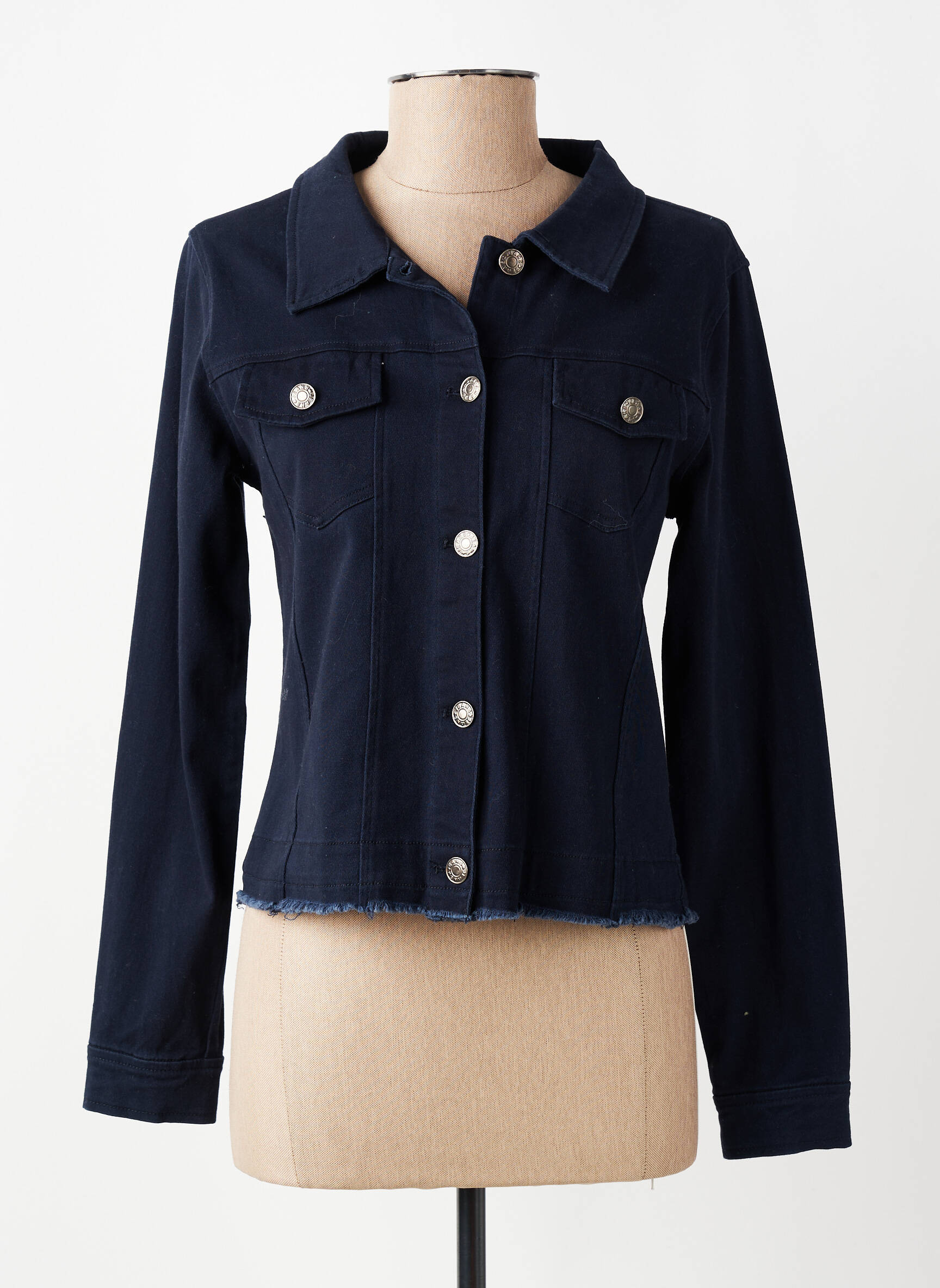 Veste casual poignets boutonnés avec fente bleu A.C.B BY J.E CREATION femme