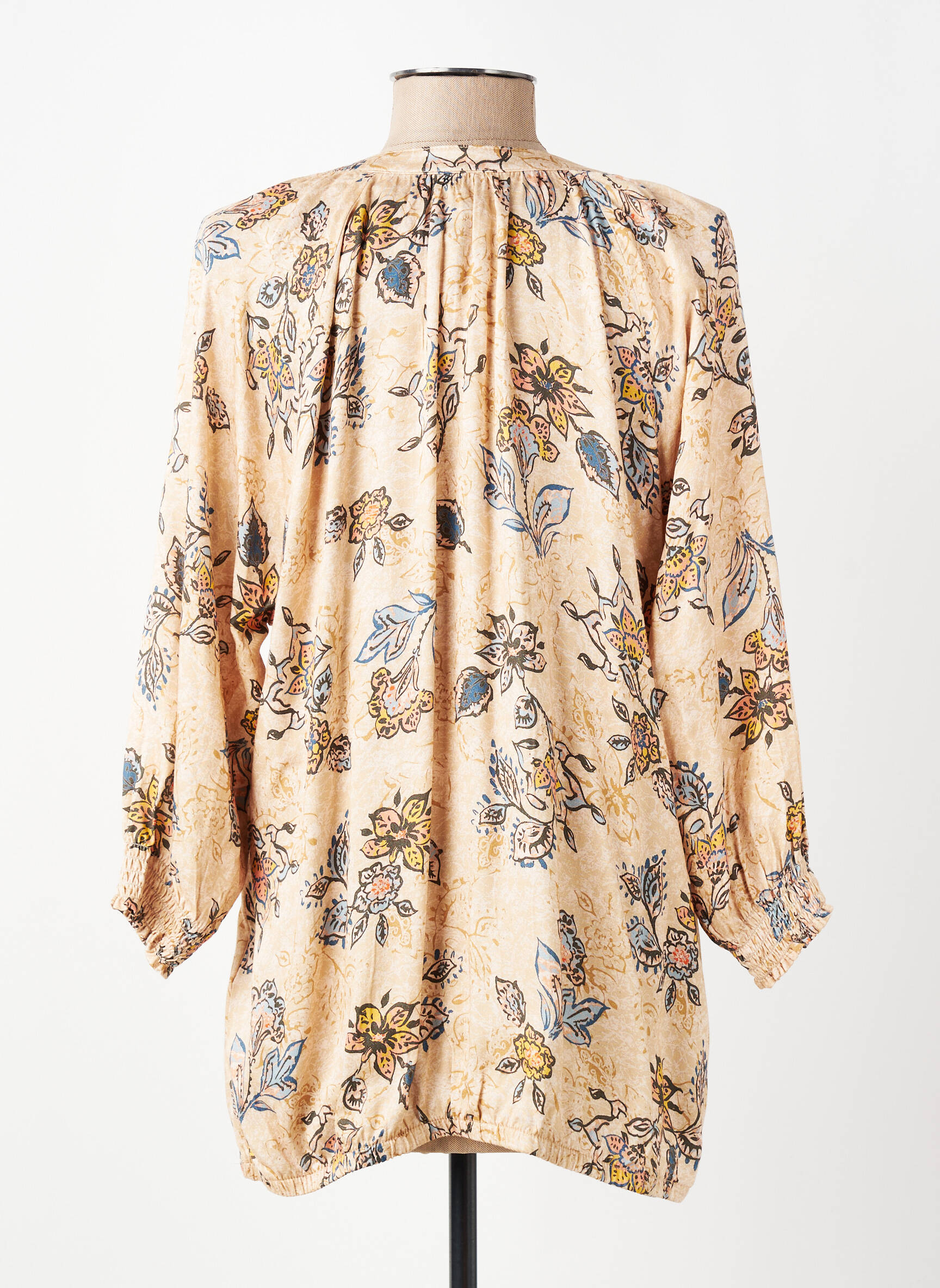 Top imprimé fantaisie sans manche beige CISO femme