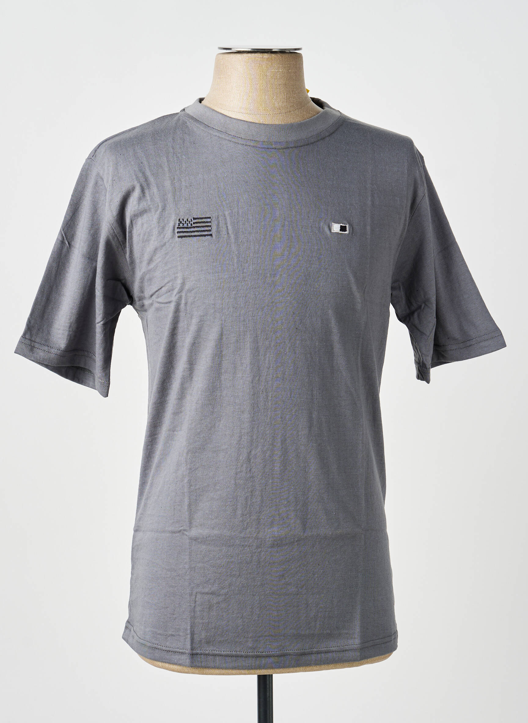 T-shirt broderie manches courtes gris GWEN & BLACK homme