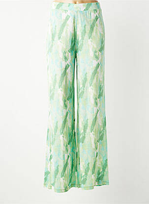 Pantalon large tissage popeline taille normale vert SURKANA femme