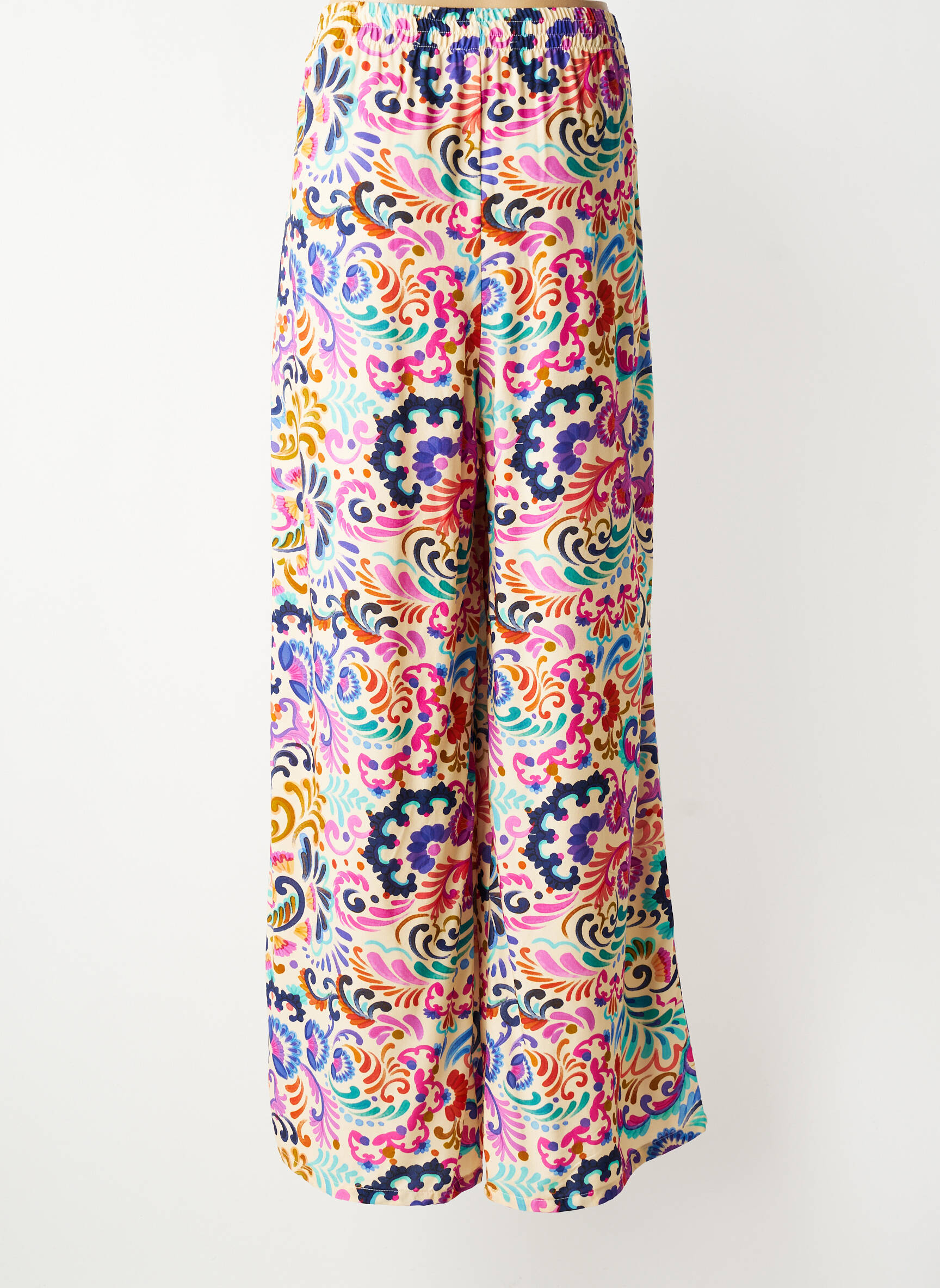 Pantalon large tissage popeline taille normale rose JULIE GUERLANDE femme