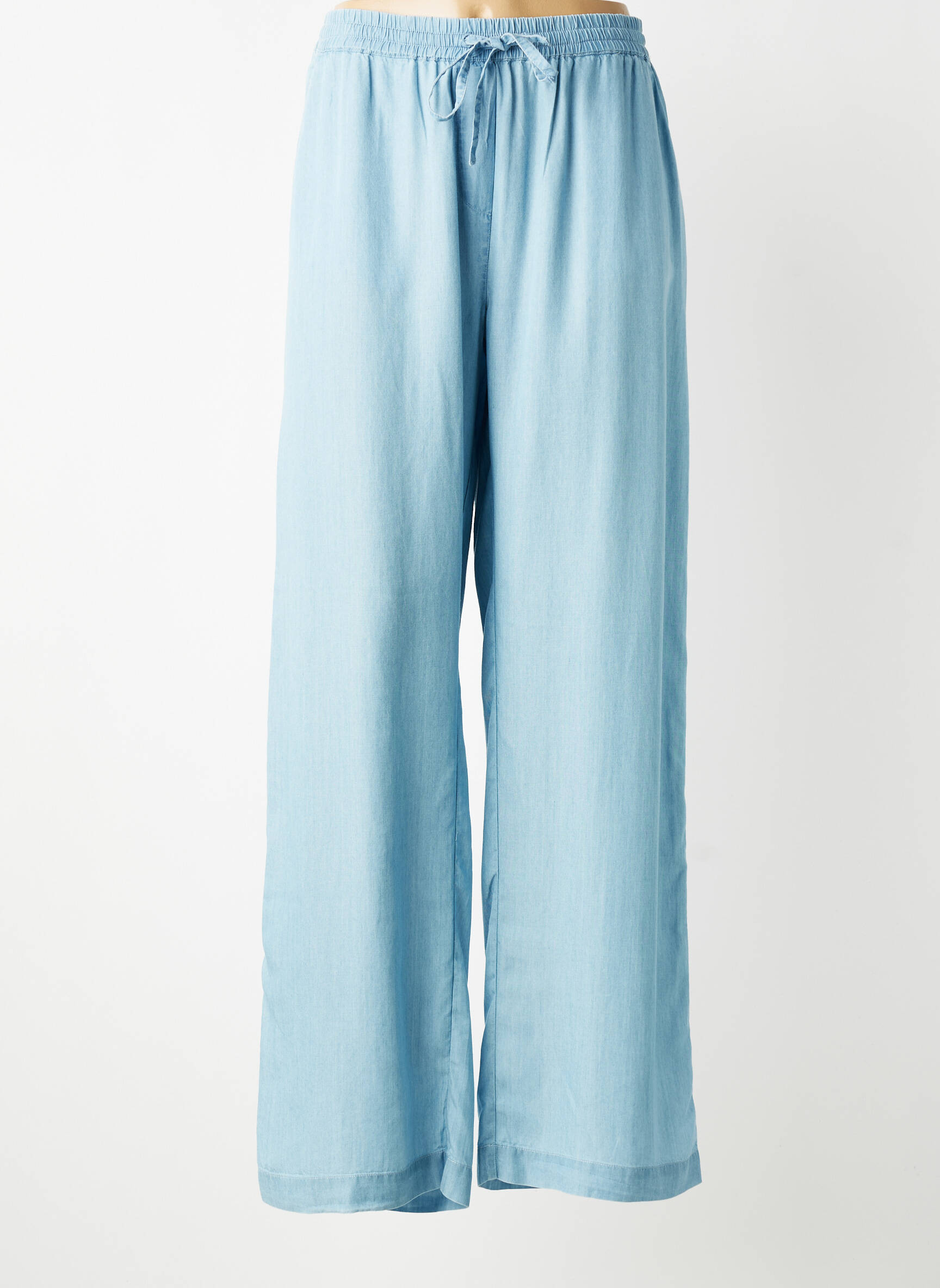 Pantalon large tissage popeline taille normale bleu COPENHAGEN femme