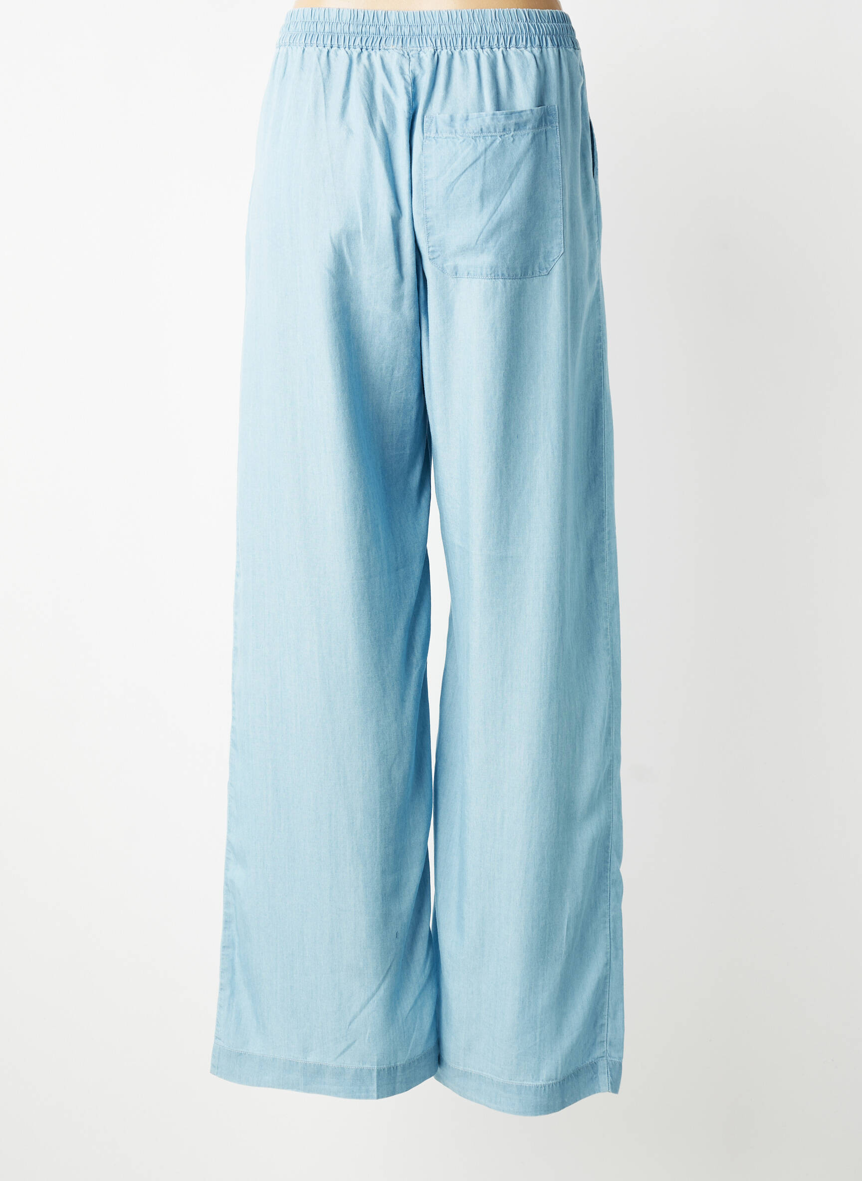 Pantalon large tissage popeline taille normale bleu COPENHAGEN femme