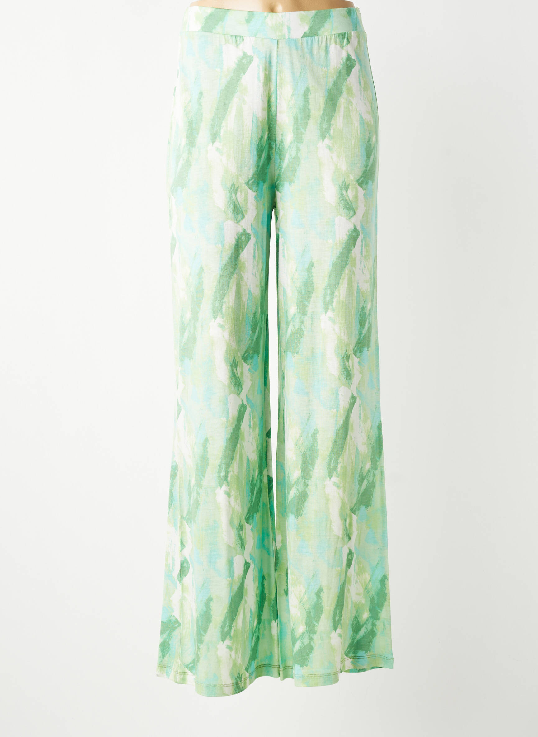 Pantalon large tissage popeline taille normale vert SURKANA femme