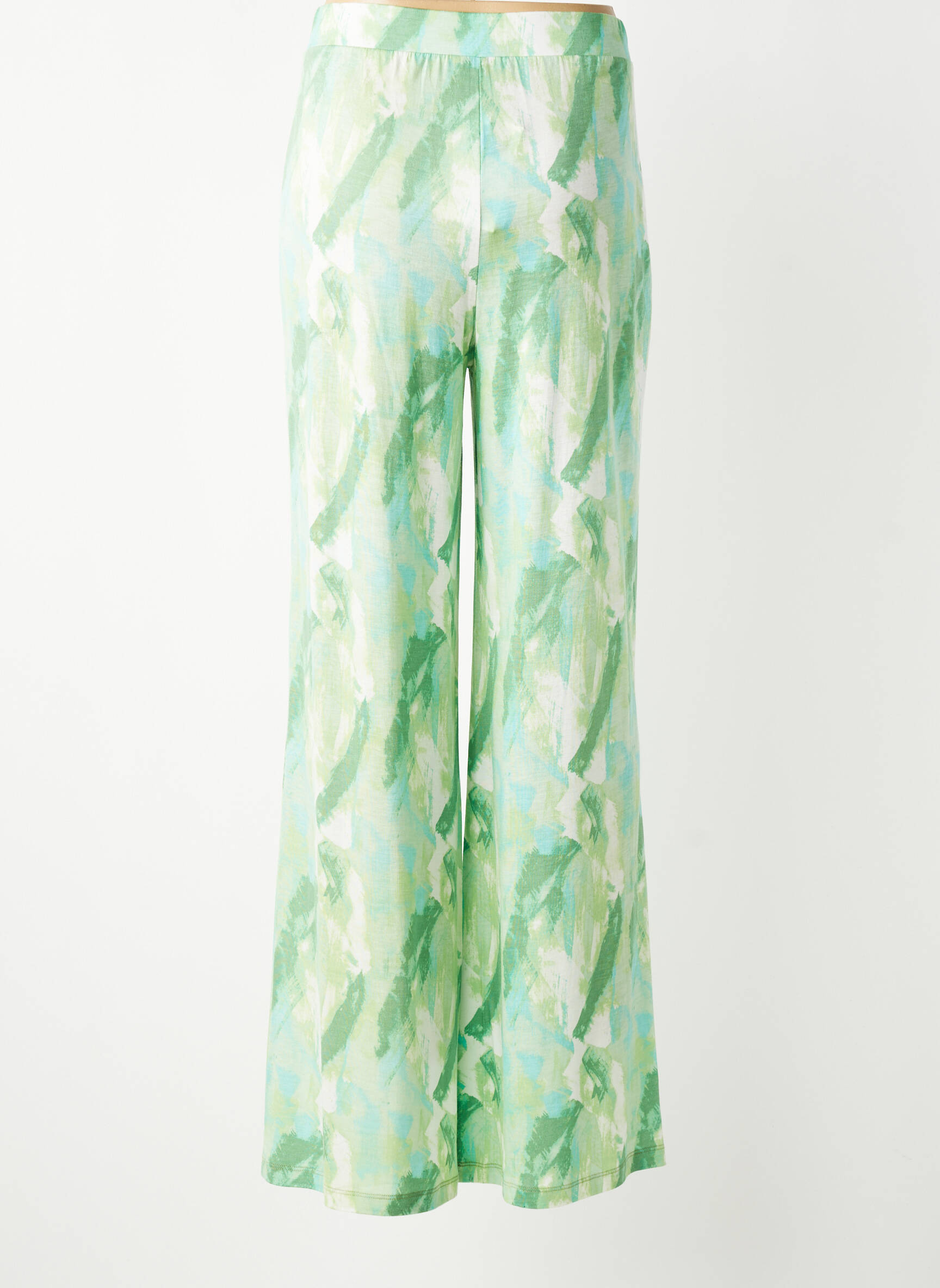 Pantalon large tissage popeline taille normale vert SURKANA femme
