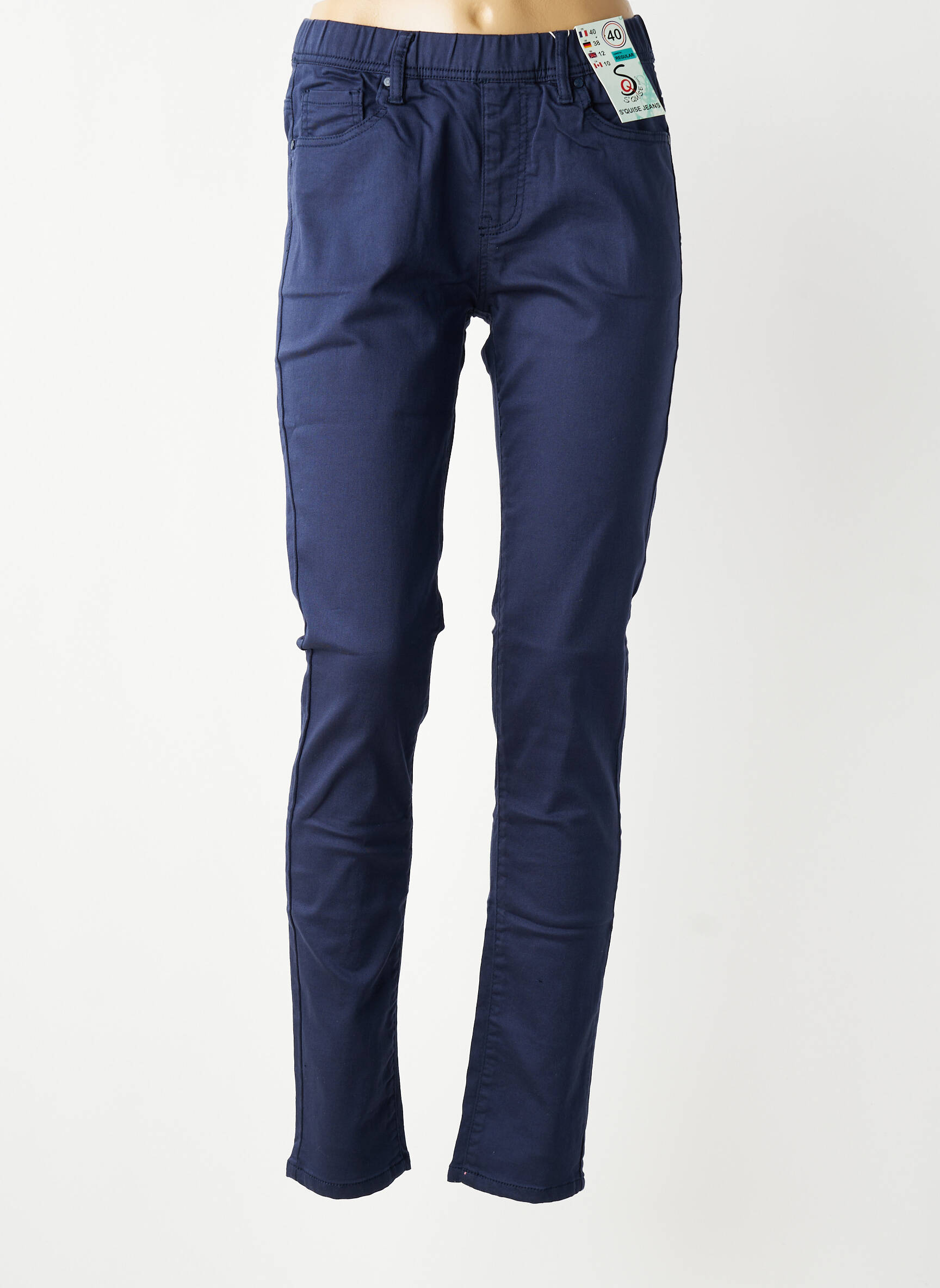 Pantalon slim taille élastique taille normale bleu S.QUISE femme