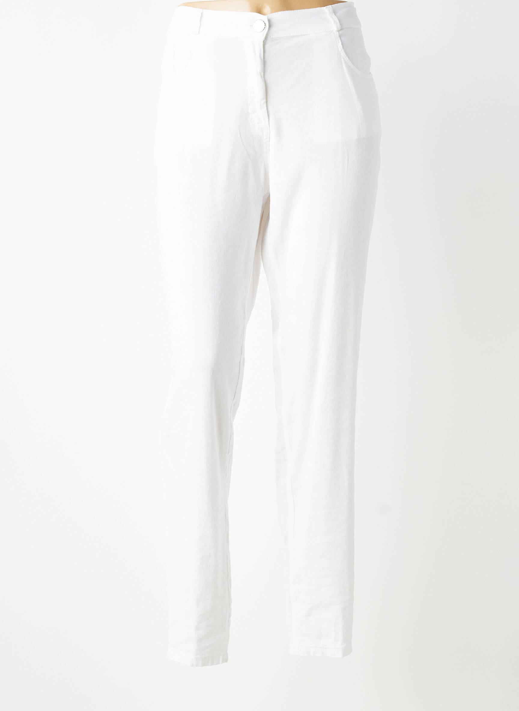 Pantalon slim tissage popeline taille normale blanc EAST DRIVE femme