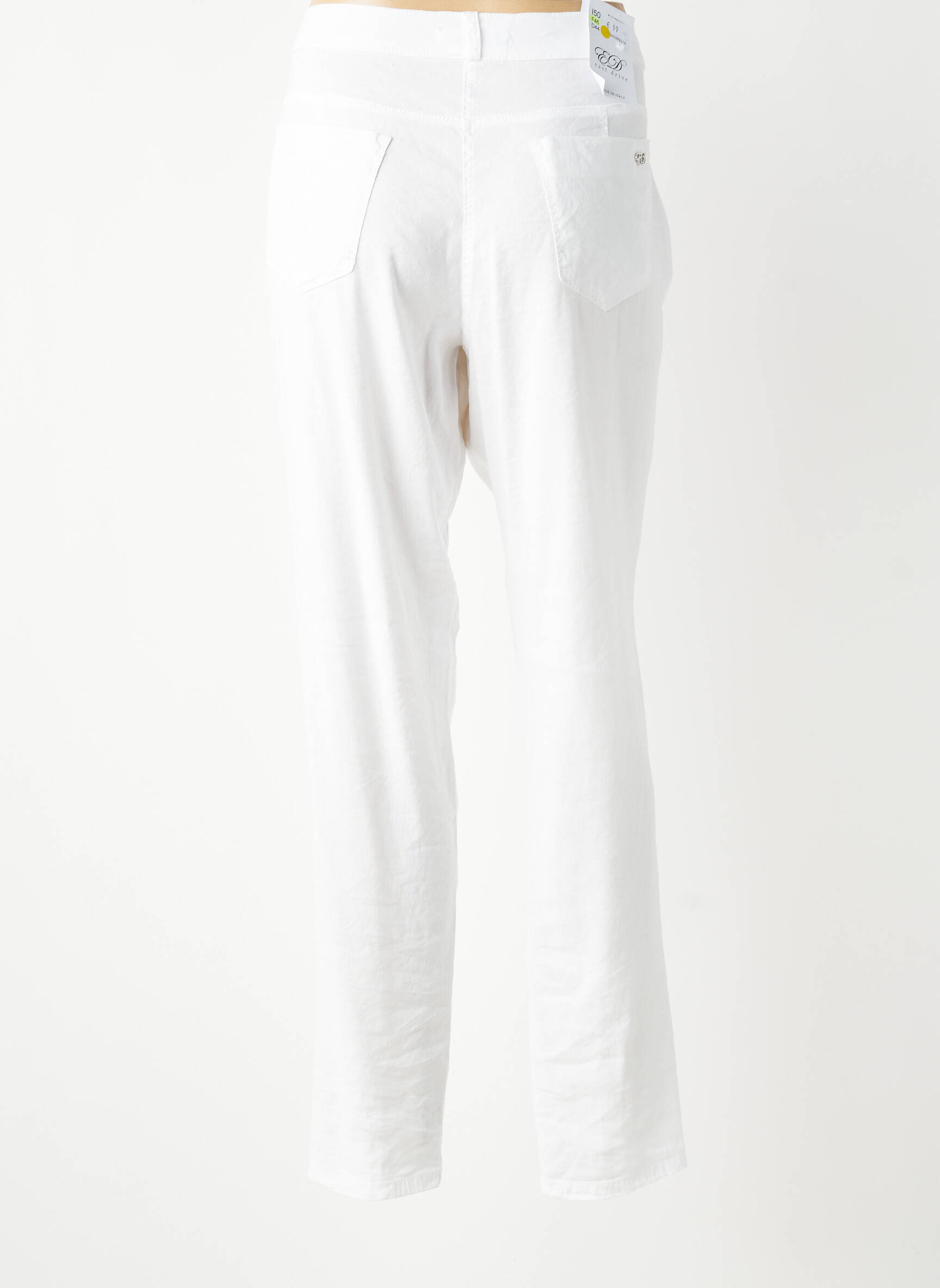 Pantalon slim tissage popeline taille normale blanc EAST DRIVE femme