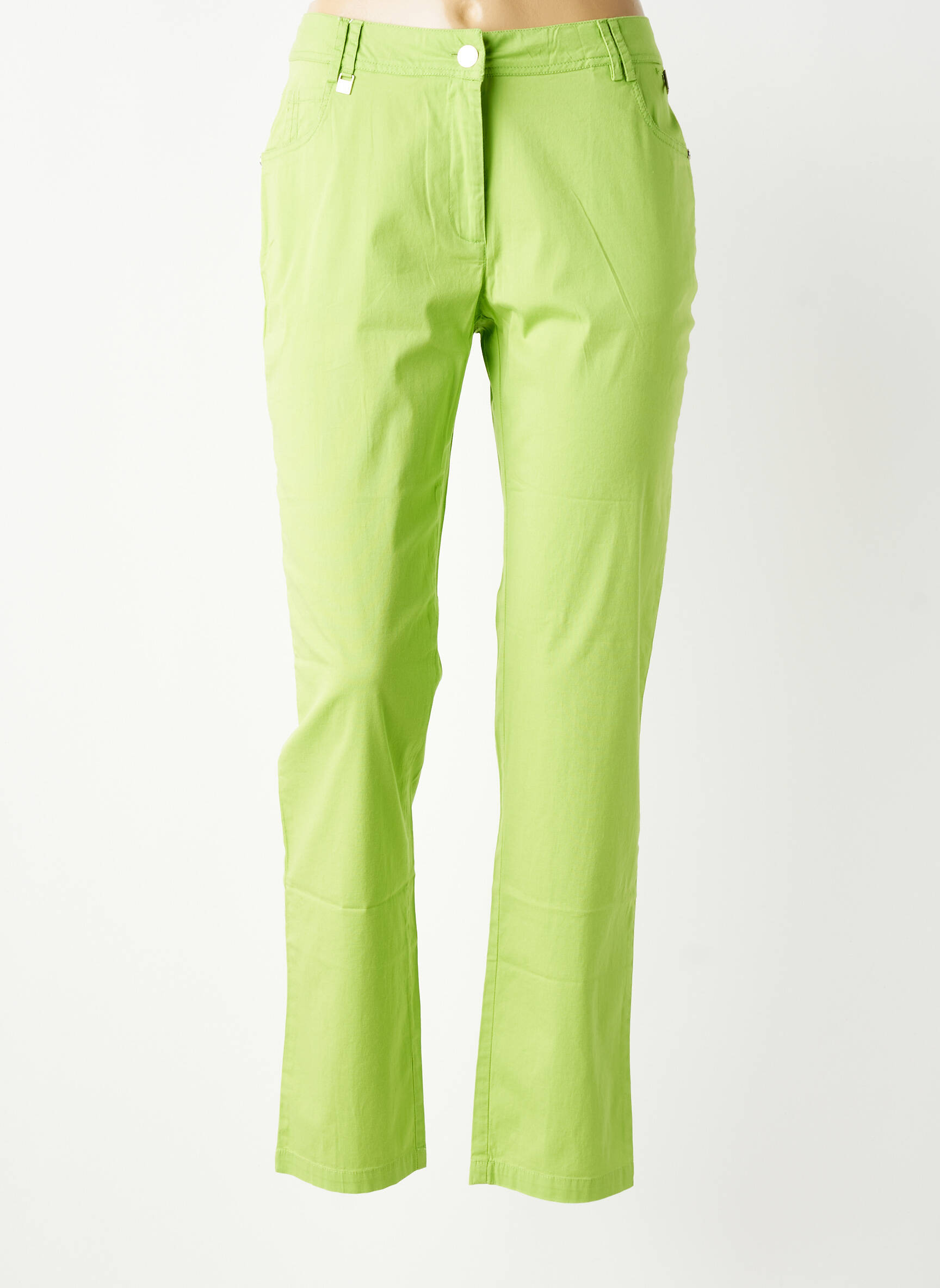 Pantalon droit stretch taille normale vert AGATHE & LOUISE femme