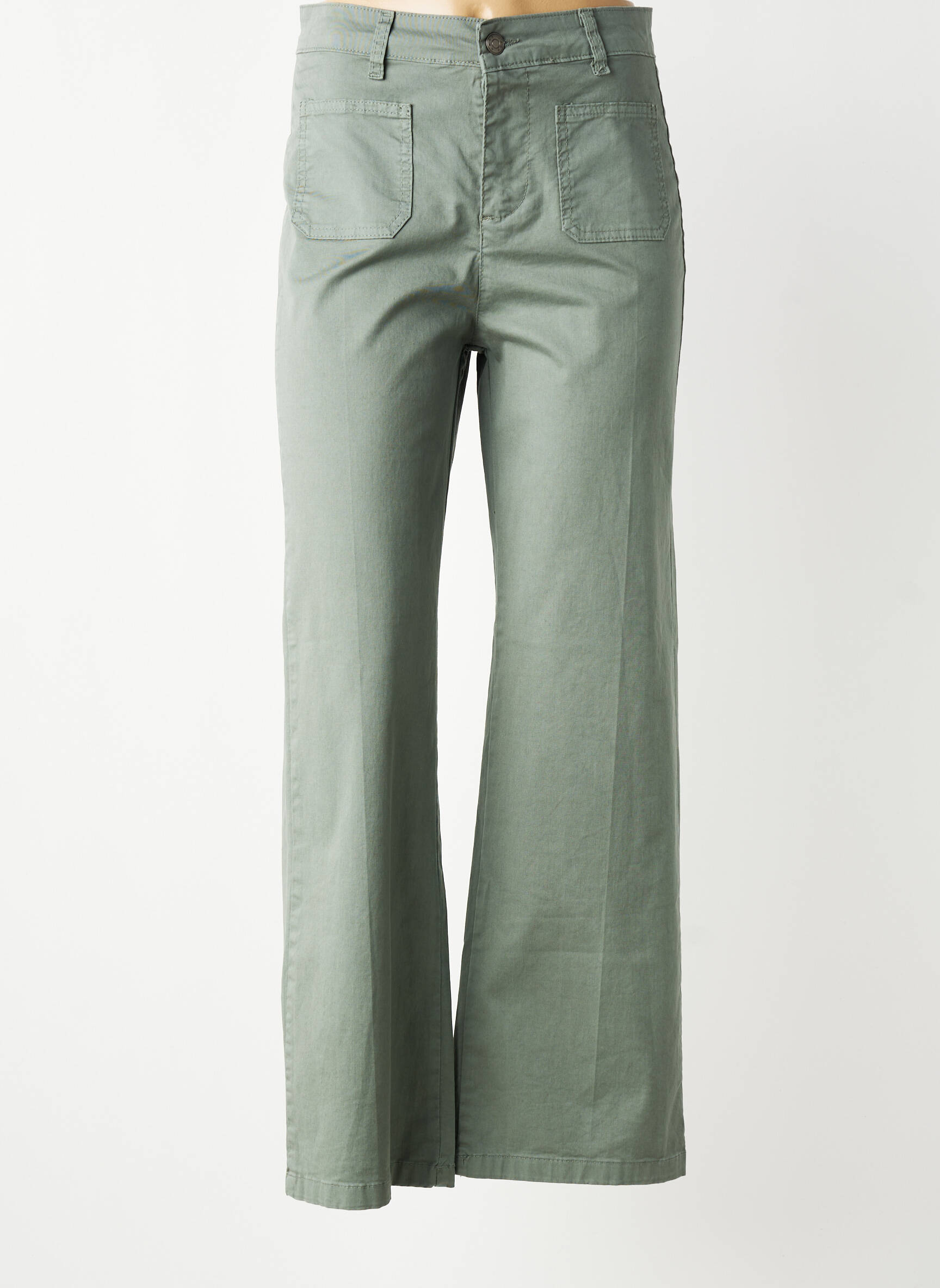 Pantalon large tissage popeline taille normale vert LACOMY femme