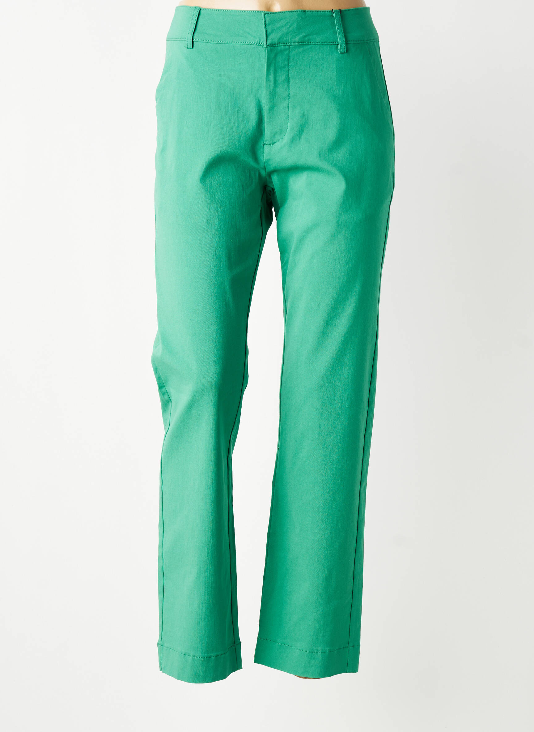 Pantalon droit stretch taille normale vert B.YOUNG femme