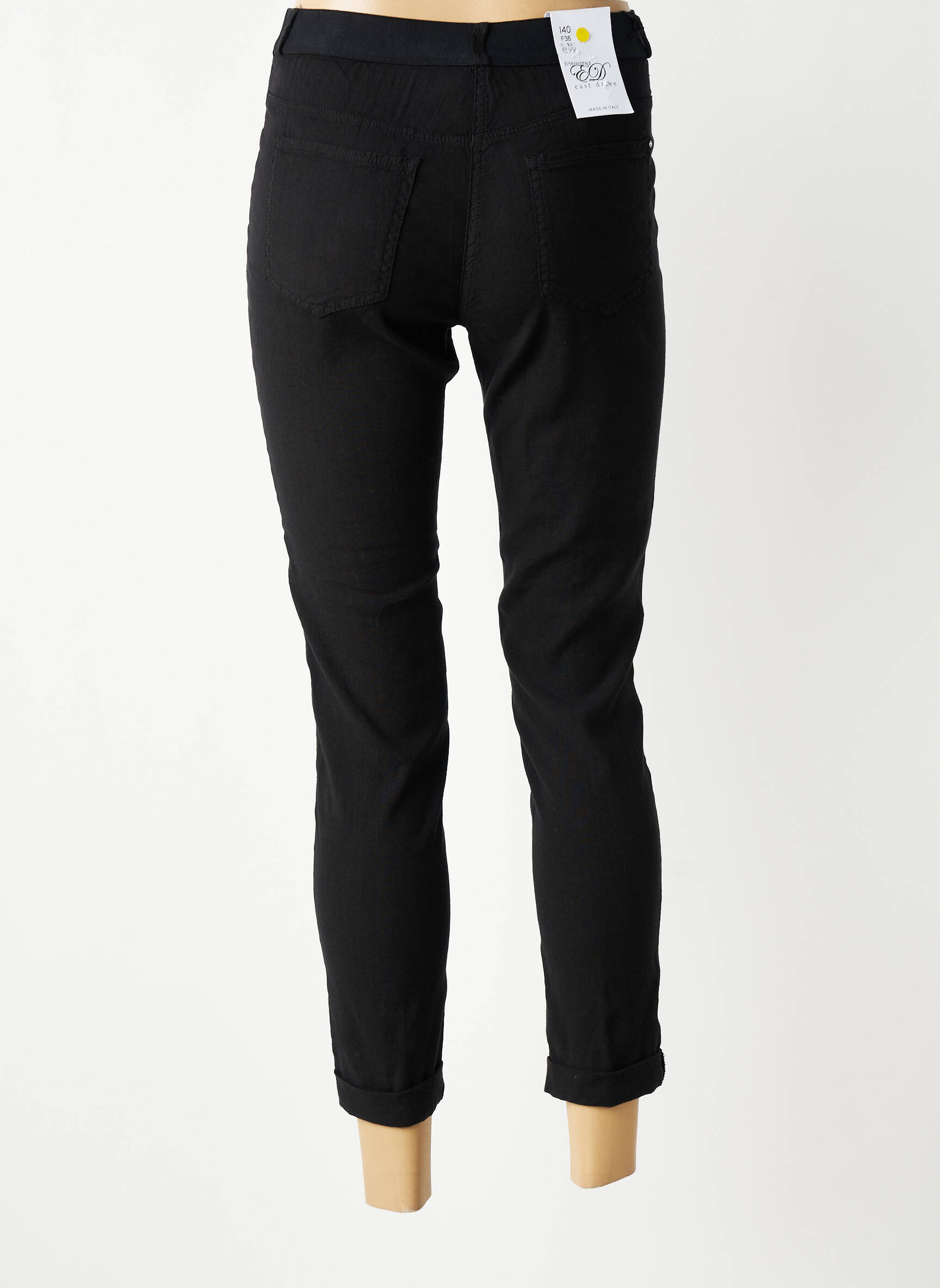 Pantalon 7/8 taille élastique taille normale noir EAST DRIVE femme