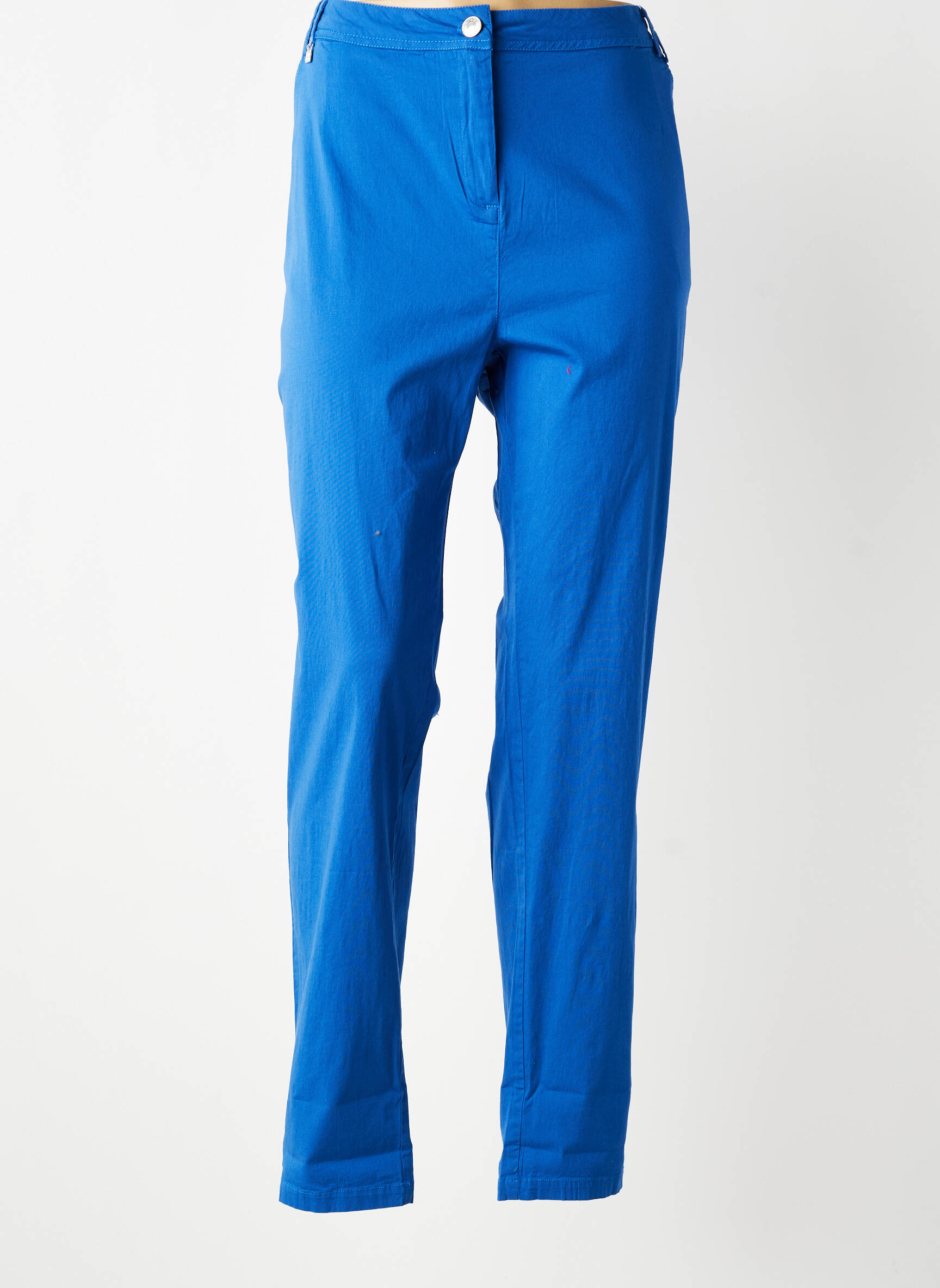 Pantalon slim tissage popeline taille normale bleu AGATHE & LOUISE femme