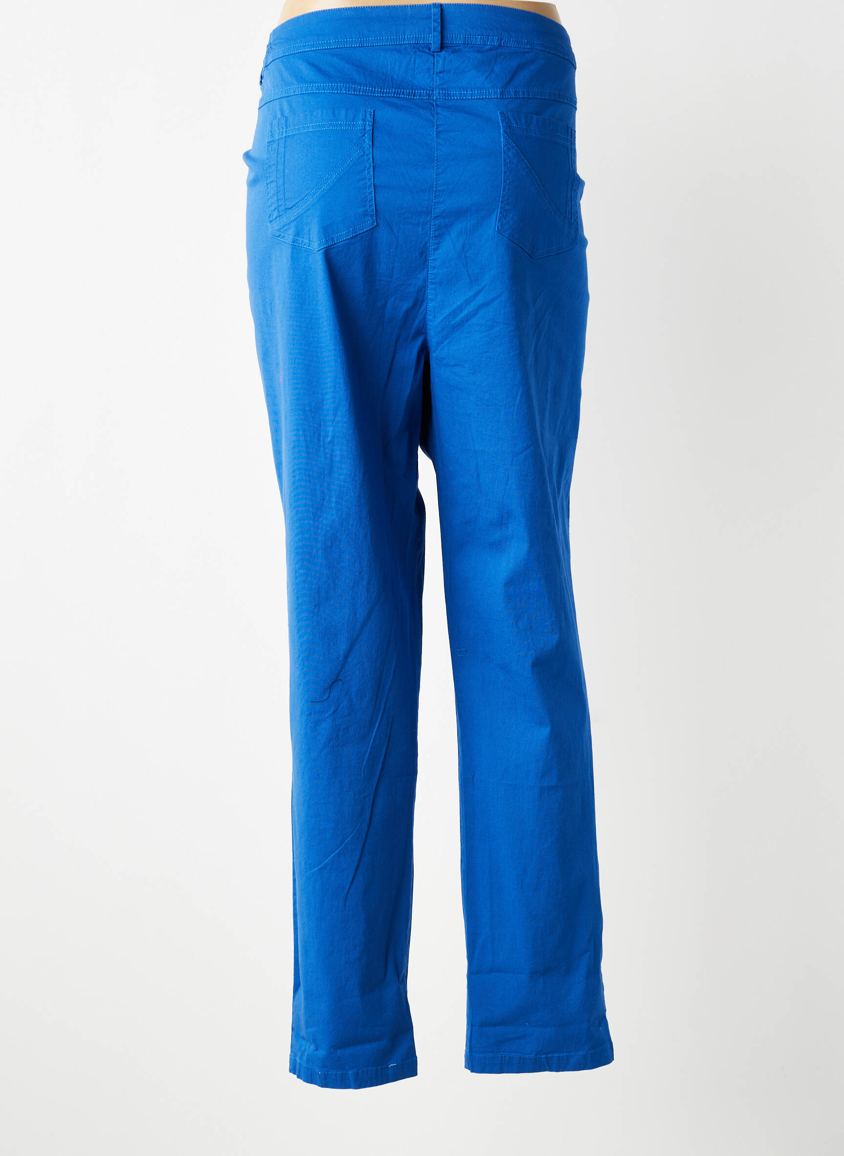 Pantalon slim tissage popeline taille normale bleu AGATHE & LOUISE femme