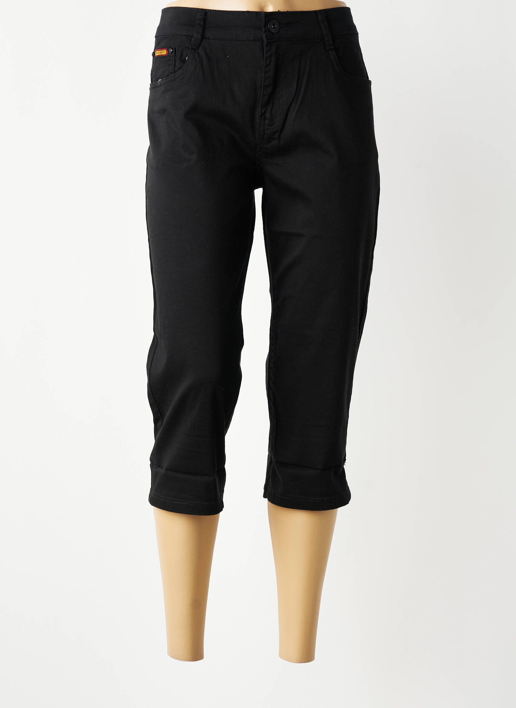 Pantacourt stretch taille normale noir SWALLOW femme