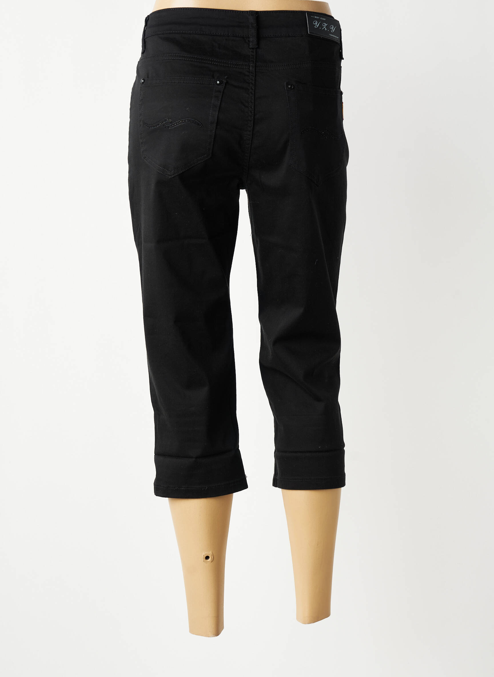 Pantacourt stretch taille normale noir SWALLOW femme