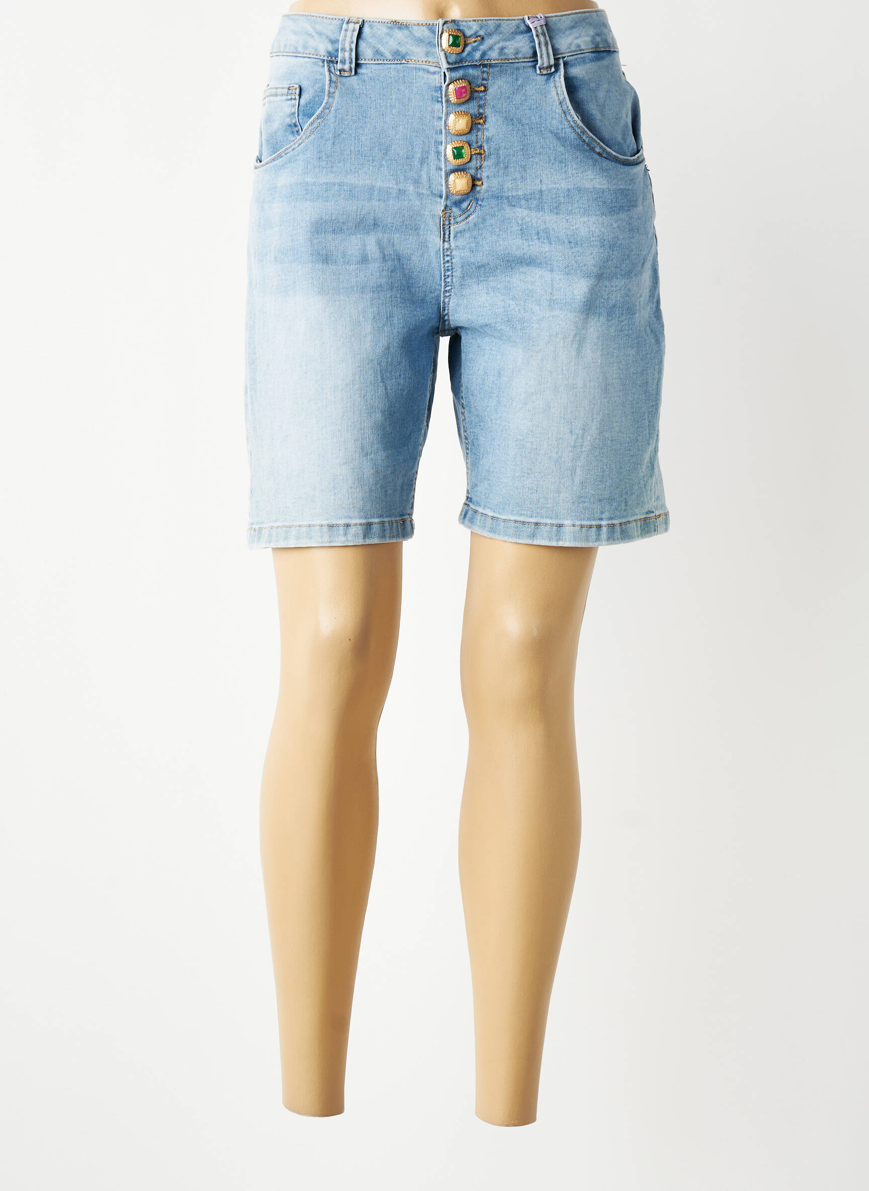 Bermuda coupe droite taille normale bleu NAIIF femme