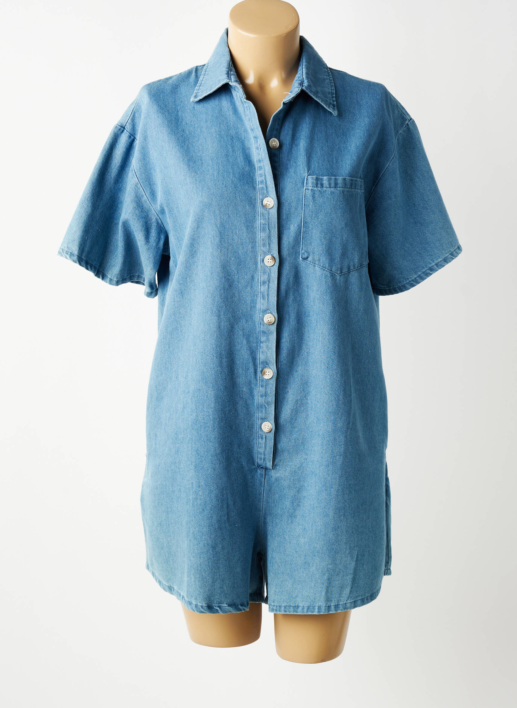 Combishort fermeture boutonnée sur le devant manches courtes bleu MAELLE femme