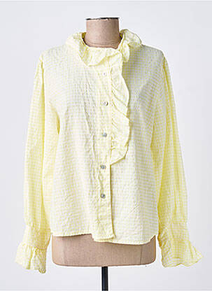 Chemisier tissage crêpe manches longues jaune LACOMY femme
