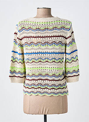 Pull maille ajourée manches 3/4 beige JULIE GUERLANDE femme