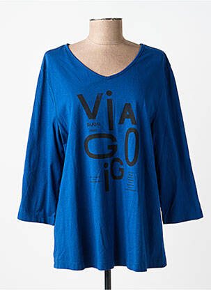 T-shirt manches 3/4 manches 3/4 bleu CISO femme
