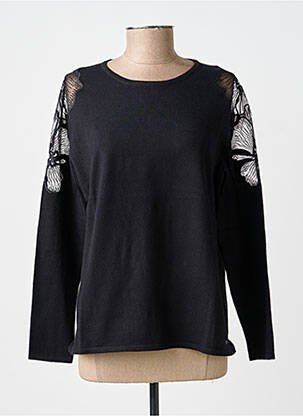 Pull coupe cintrée manches longues noir MCM femme