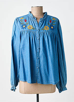 Chemisier coupe droite manches longues bleu IT HIPPIE femme