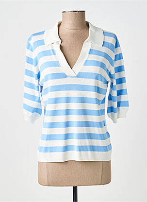 Pull coupe cintrée manches courtes bleu B.YOUNG femme