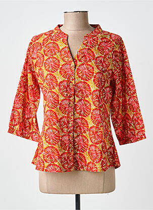 Chemisier imprimé fleurs manches 3/4 orange AGATHE & LOUISE femme
